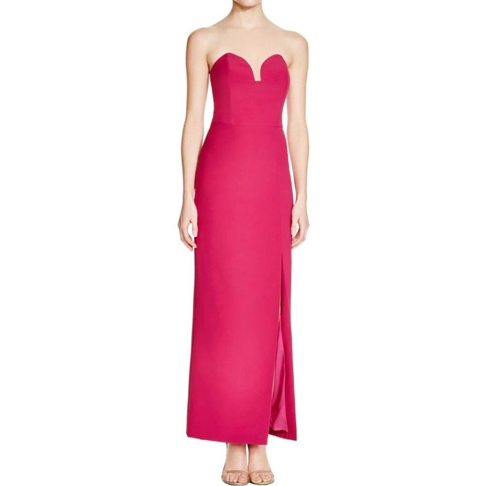 Nicole Miller Sz 0 Hot Pink Crepe Strapless Sweetheart Formal Gown